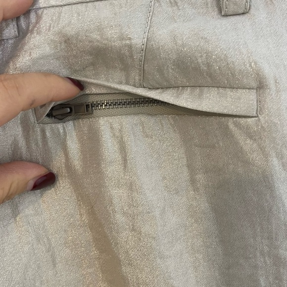 Magaschoni Metallic Silver Ivory Wide Leg High Rise Pant Size 10 Holidays - Picture 9 of 9